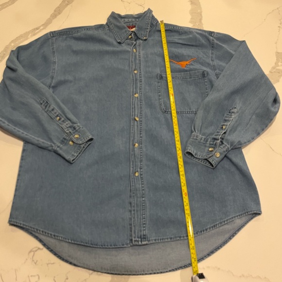 Texas Longhorns Denim Shirt Men’s Lrg Graphic Sports Button Down VTG Y2K 90’s - Picture 8 of 13